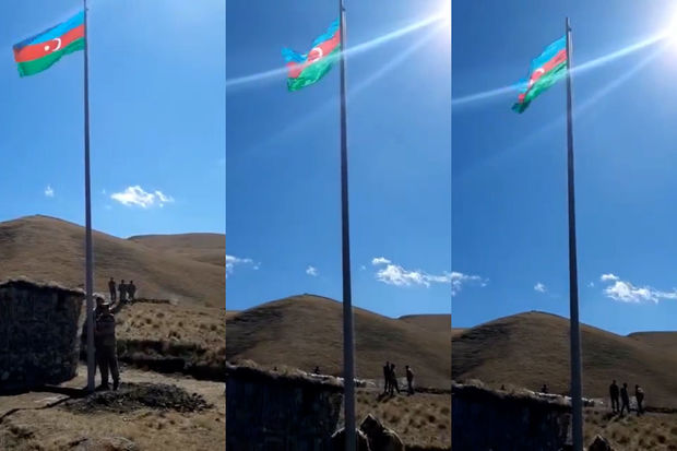 Göyçə mahalının Yuxarı Şorca kəndi istiqamətində bayrağımız yüksəldilib – VİDEO