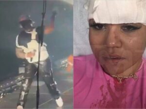 Reper “50 Cent” mikrofonla pərəstişkarının başını yardı