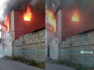 Abşeronda ikimərtəbəli evdə yanğın olub