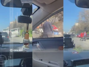 Bakıda sərnişin avtobusu beş avtomobilə çırpıldı