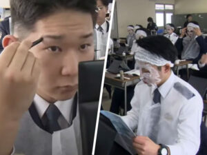 Yaponiya polis akademiyası kursantlarına makiyaj sənətini öyrədir