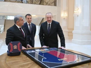 Prezident İlham ƏIiyev “Barselona” futbol klubunun prezidentini qəbul edib