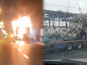 Bakıda sərnişin avtobusu yanıb Bakıda sərnişin avtobusu yanıb