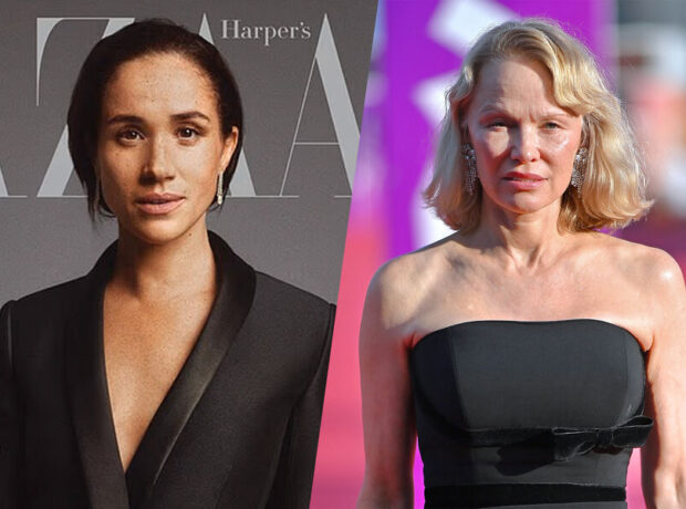 Meqan Markl parlaq jurnal üz qabığı üçün Pamela Andersonu kopyaladığına görə ittiham olunur Meqan Markl parlaq jurnal üz qabığı üçün Pamela Andersonu kopyaladığına görə ittiham olunur