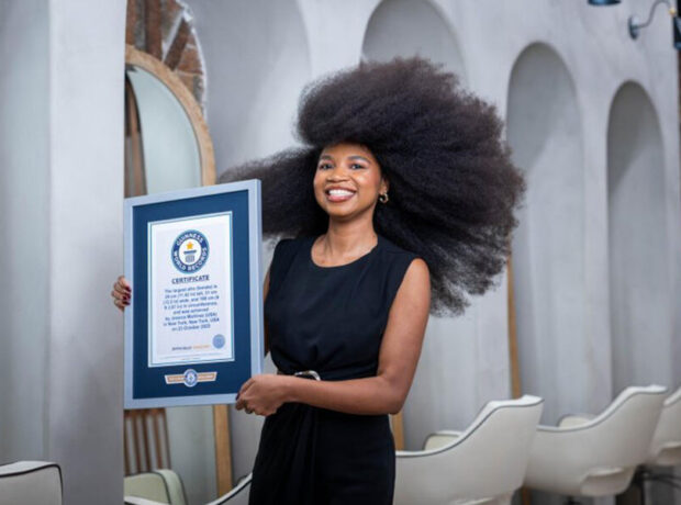 Nyu Yorklu qadının Afro saç düzümü rəsmi olaraq dünyanın ən böyük saç düzümü elan edilib Nyu Yorklu qadının Afro saç düzümü rəsmi olaraq dünyanın ən böyük saç düzümü elan edilib