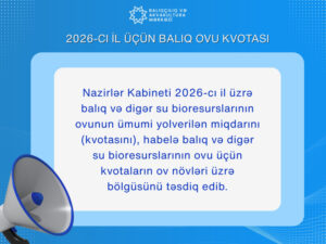 2026-cı ildə balıq və digər su bioresurslarının ovu üçün kvota bölgüsü təsdiqlənib
