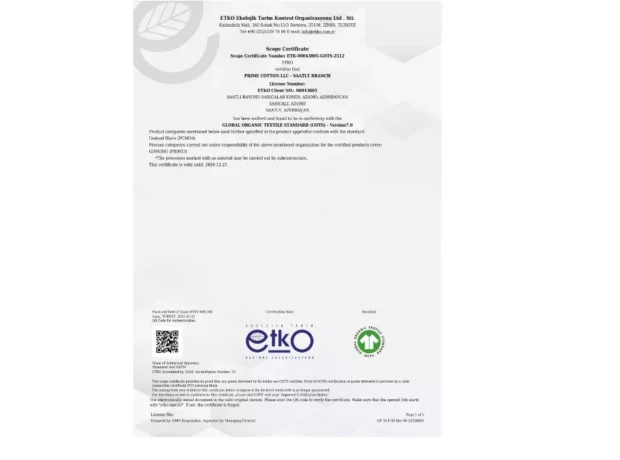 Prime Cotton beynəlxalq nailiyyətə imza atıb Prime Cotton beynəlxalq nailiyyətə imza atıb