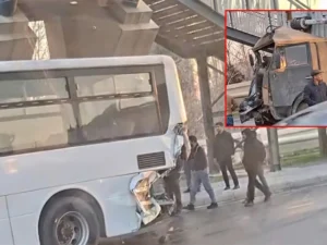 Bakı-Şamaxı yolunda “KamAZ” sərnişin avtobusuna çırpıldı
