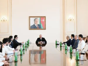 İlham Əliyev Avropa çempionatında komanda hesabında çempion olan güləşçiləri qəbul edib